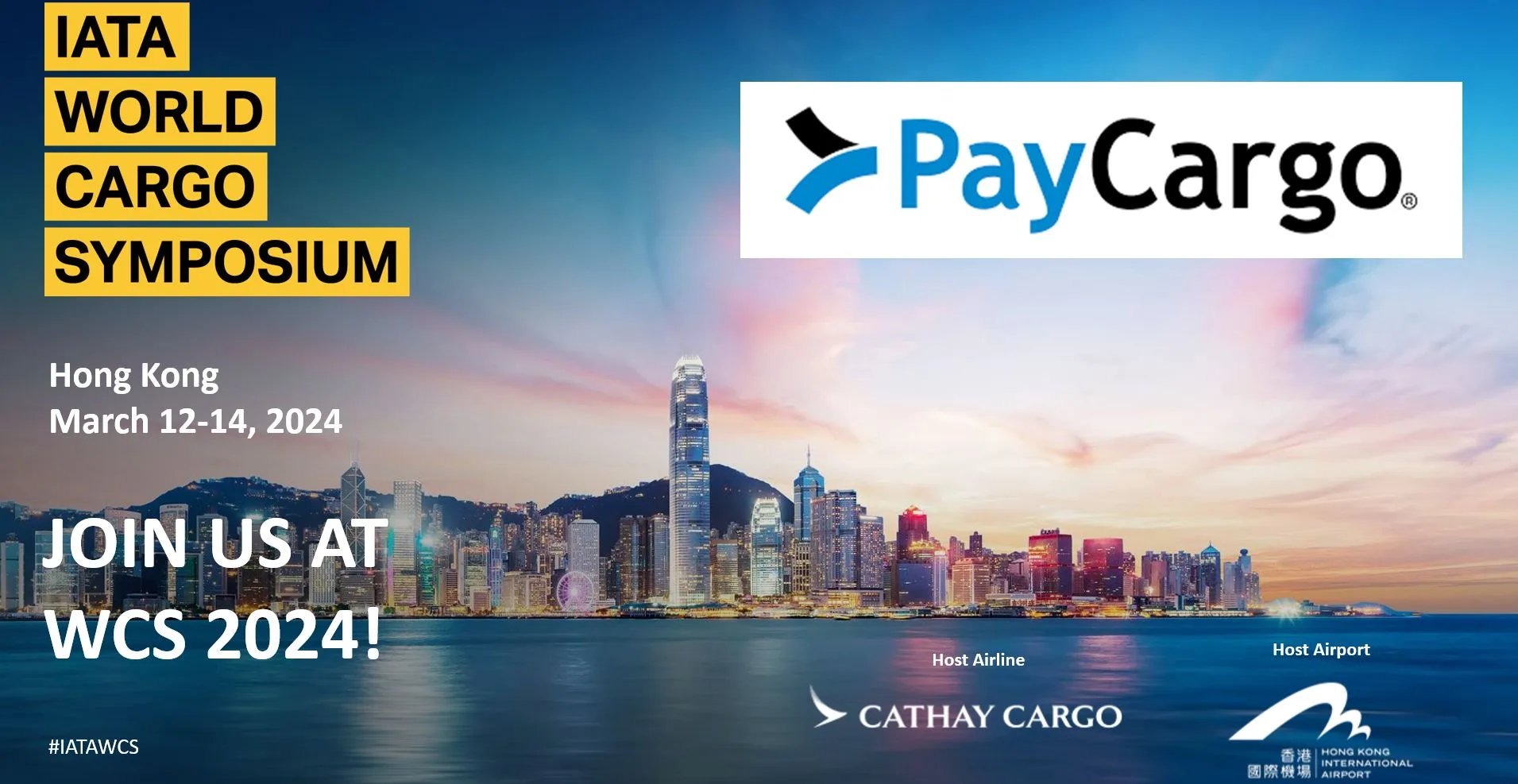 Explore the future of freight payments at the IATA World Cargo Symposium in Hong Kong! Visit Cathay Cargo Terminal's booth featuring PayCargo's Self-Service Payment Kiosk. Engage with PayCargo experts Mr. Michael White, Mr. Morgan Law, and Mr. Ryan Ngan to learn more about PayCargo services.